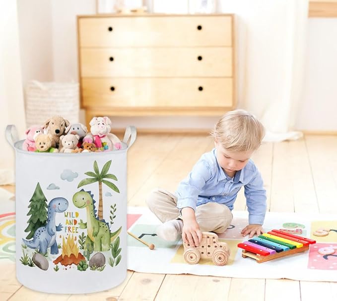 Kids Laundry Hamper,Dinosaur Laundry Basket Collapsible Boys Storage Baskets for Home Decor,Office,Toy Organizer,(Cute Dinosaur)