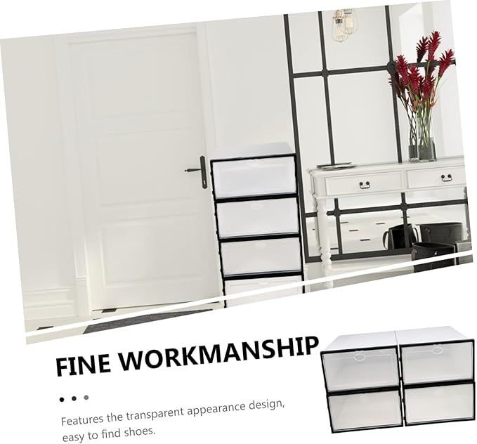 Outanaya 4pcs Plastic Shoe Storage Boxes Stackable Holders for Easy Organization and Dust for Home Dorm and Shoe Stores