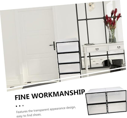 Outanaya 4pcs Plastic Shoe Storage Boxes Stackable Holders for Easy Organization and Dust for Home Dorm and Shoe Stores