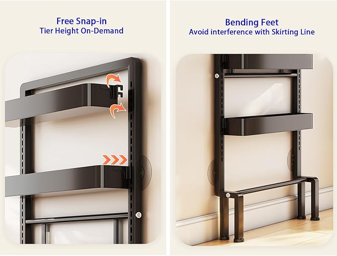 ABCOOL Behind Door Storage Organizer Rack, 6 Tier Adjustable Hanging Baskets Free Standing Thin Metal Space Savers Room Storage Organizers, Back of Door Heavy Duty Storage