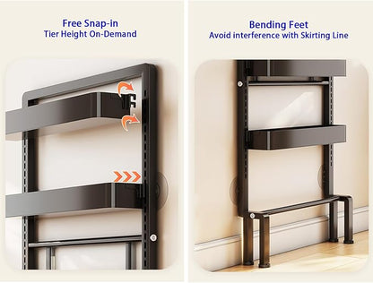 ABCOOL Behind Door Storage Organizer Rack, 6 Tier Adjustable Hanging Baskets Free Standing Thin Metal Space Savers Room Storage Organizers, Back of Door Heavy Duty Storage