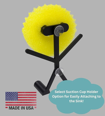 Chatelet Sponge Man Holder for Scrub Daddy | Funny Stick Figure Sink Organizer | Fun & Functional Countertop Accessory | Compatible with Scrub Daddy Scrubbers | Made in USA (White w/Suction Cups)