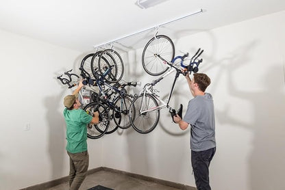 Bike Slide Pro – Made in USA | Heavy-Duty Ceiling-Mounted Bicycle Storage Rack – Space-Saving Overhead Garage Organizer with Quick Install System – Secure Solution for Residential Garages
