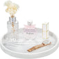 Emibele Vanity Tray, Resin Round Tray Decorative Storage Organizer for Bathroom Toilet Tank Bedroom Kitchen Countertop, Jewelry Storage Dresser Tray for Candle, Lotion Bottle, Cosmetics, Gravel White