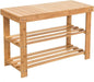 SMAGREHO Natural Bamboo Shoe Bench 2 Tier Shoe Rack Organizer Entryway Seat Storage Shelf