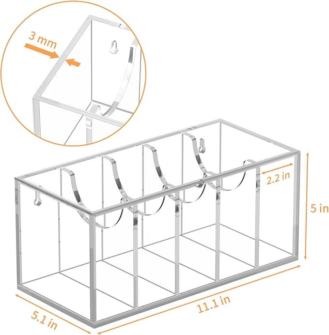 FEMELI Belt Organizer, Acrylic Belt Storage for Closet with Lid, 5 Compartments Belt Container Display Holder for Drawer, Tie Case for Women Men Home