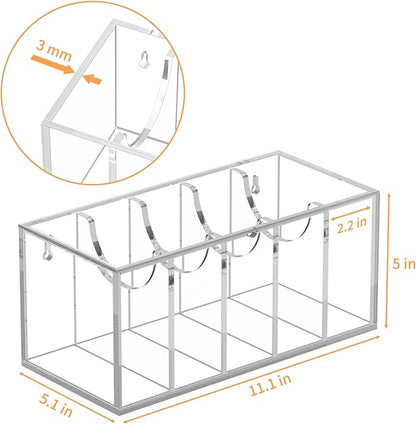 FEMELI Belt Organizer, Acrylic Belt Storage for Closet with Lid, 5 Compartments Belt Container Display Holder for Drawer, Tie Case for Women Men Home
