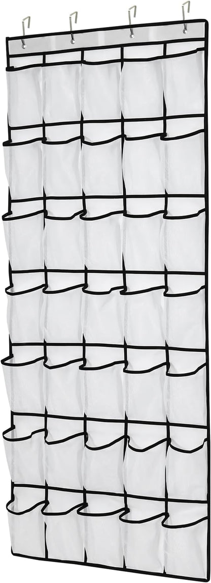 35Large Pockets Over The Door Shoe Organizer, Mesh Pockets Shoe Holder Rack, Capacity hanging shoe organizer，door shoe rack With 4 Metal Hook.