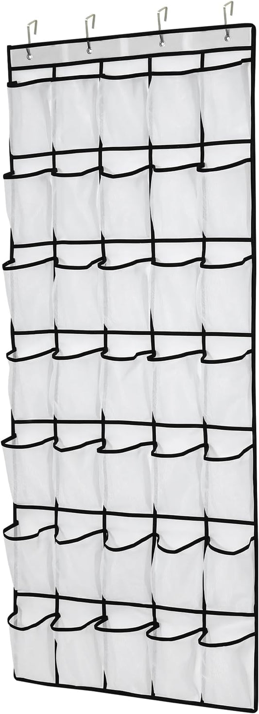 35Large Pockets Over The Door Shoe Organizer, Mesh Pockets Shoe Holder Rack, Capacity hanging shoe organizer，door shoe rack With 4 Metal Hook.