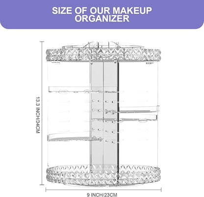360 Rotating Makeup Organizer Large Capacity Cosmetics Organizer Beauty Organizer Clear Cosmetic Storage Display Case with 8 Layers and Detachable Shelves for Bedroom Dresser