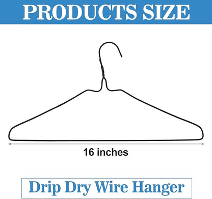 50 Pack Drip Dry Wire Hanger Bulk 16 Inch Galvanized Steel Clothes Coat Hangers with Plastic Coating Dry Cleaner Suit Holders for Home Caped Clothing (Black)