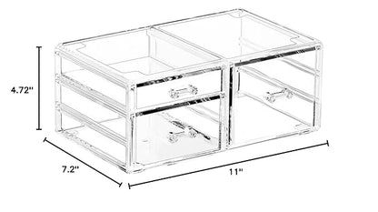 Cq acrylic Stackable Make Up Organizing With 3 Drawers,Clear Drawer Organizer for Vanity Counter, Plastic Makeup Storage Organizer for Bathroom,Medicine,Craft,Accessory,Beauty Supplies,Pack of 1