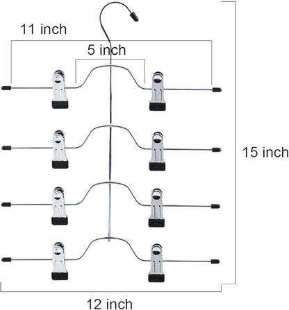 Tosnail 4 Pack 4 Tier Skirt Pants Clothes Hanger with Non Slip Clips, Space Saving Closet Organizer for Trouser, Slack, Jeans, Towels