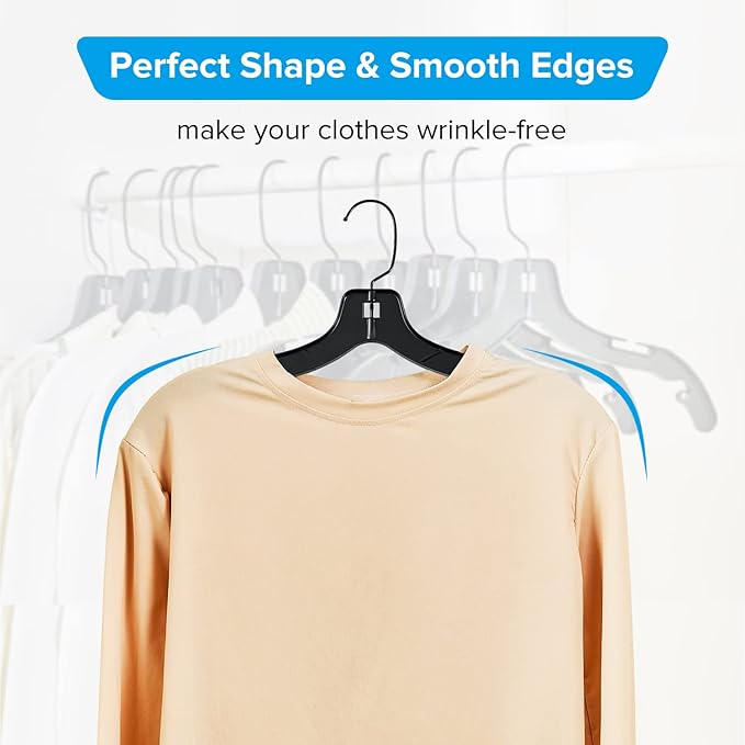Plastic Hangers with 360 Swivel Metal Hook, Heavy Duty Clothes Hangers, Durable Closet Hangers for Shirt, Coat and Dress (30 Pack, Black)