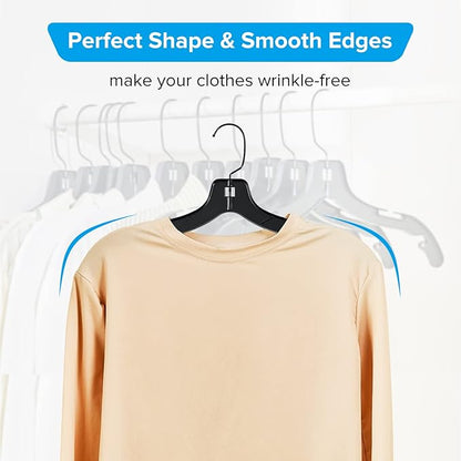 Plastic Hangers with 360 Swivel Metal Hook, Heavy Duty Clothes Hangers, Durable Closet Hangers for Shirt, Coat and Dress (20 Pack, Black)