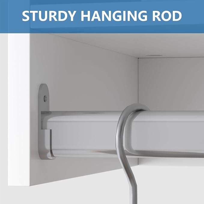 Modular Closet System, 90" Wide Closet Organizer System with Hanging Shelving , Wood Tower Closet Storage for Walk In Closets, Wall Mounted Wardrobe Organizer Kit System, Bedroom, White