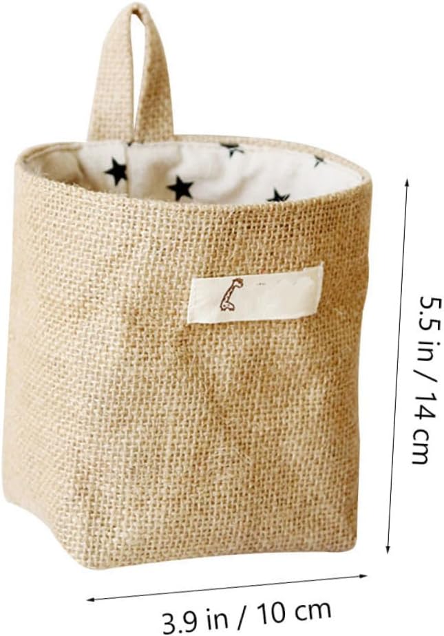 BESTYASH Japanese Style Yellow Cotton Linen Hanging Storage Bag Wall-Mounted Organizer Versatile Door Storage Pouch for Small Spaces and Easy Access