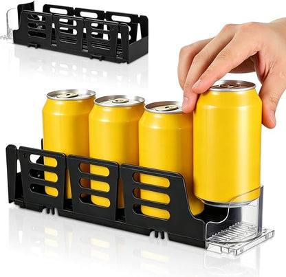 Baluue Drink Organizer for Fridge, Single Row Automatic Soda Can Dispenser, Spring Push Self-Pushing Glide Holder for Beverage Cans in Mini Refrigerator Storage
