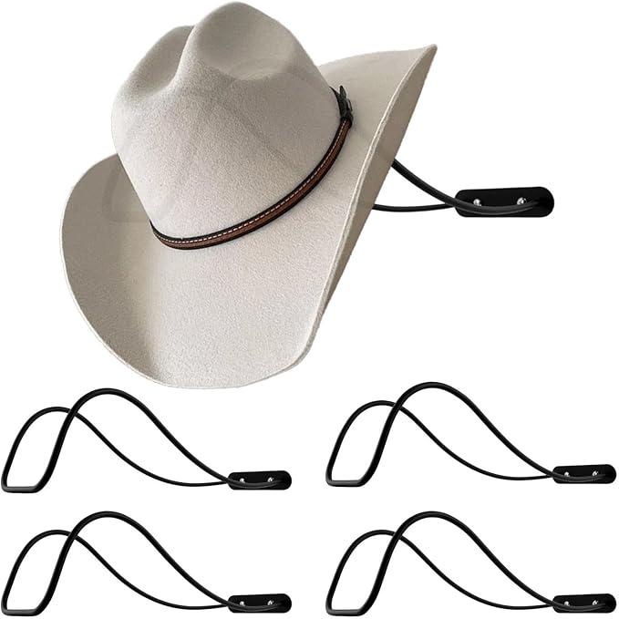 ‌4-Pack Western Cowboy Hat Rack Wall Mount Hanger – Space-Saving Hat Organizer with Screws & Anchors, Easy Installation for Home/Office/Retail‌
