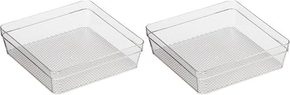 Oggi Clear Drawer Organizer - 6" X 6"- Ideal for Organizing Kitchen Drawers, Office, Desk, Silverware, Kitchen Utensils, Cosmetics and Bathrooms (Pack of 2)