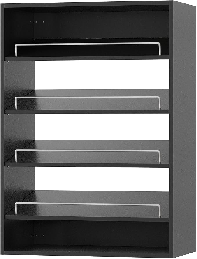 ROOMTEC 25.5" Shoe Shelf Short Tower Closet Unit, Modular Closet System with Shelf, Wardrobe Organizer for Bedroom or Walk-in Closet, Wall Mounted, Customizable Clothes Storage Unit, Black