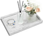 Pure Natural Marble Tray for Bathroom, Dresser, Sink. Cosmetics, toiletries, perfumes, Jewelry, Candles, etc. can be Placed (Starry White, 12" x 8" x 1.2")