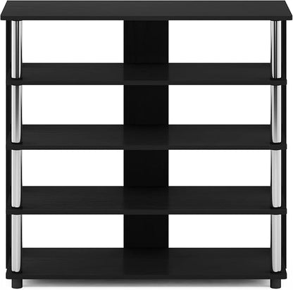 Furinno Turn-N-Tube 5 Tier Wide Shoe Rack, Americano, Stainless Steel Tubes