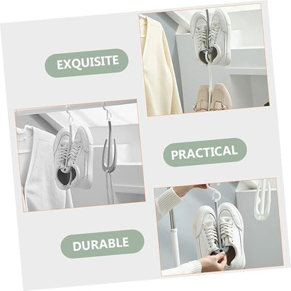 Hemobllo 10-Piece Portable Plastic Shoes Drying Rack Double Hooks Hanging Shoe Holder for Home Use Slippers Organizer for Laundry Room and Balcony