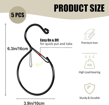 5 Pcs Belt Hanger Hat Organizer - Black Metal Belt Scarf Hat Tie Purse Storage Hangers Organizers Waterproof Non-Slip Easy Access Open Hook Space Saving Multi-Functional Hooks