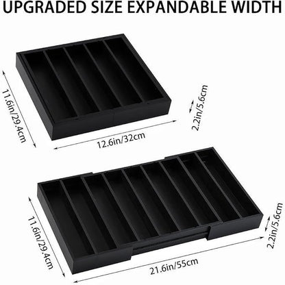 K Cup Holder Bamboo Coffee Pod Holder Drawer Organizer, Expandable K Cup Pod Storage Tea Bag Storage for Coffee Station Home Office and Kitchen （Black)