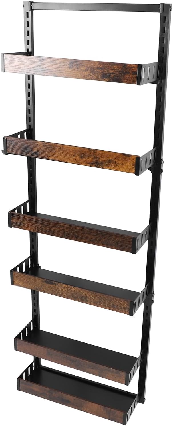 lyrlody 6 Tier Over The Door Pantry Organizer, Pantry Organization and Storage, Hanging Basket Wall Rack Shelves, Seasoning Shelves, Home Kitchen Bedroom Bathroom House Essentials