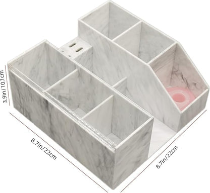 Eyelash Beauty Organizer, Acrylic Eyelash Grafting Tool Storage Beauty Tool W/Tweezers Holder Display Boxes for Home Eyelash Salon (Marble White)