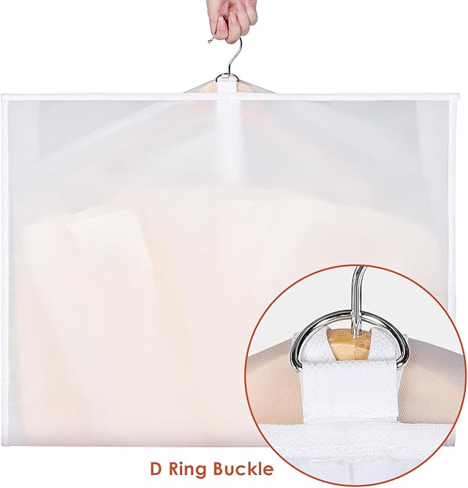 Univivi Garment Bags for Dance Costumes, 40" Foldable Dance Costume Garment Bag with 3 Zipper Pockets and 3" Gusset, Dance Dress Bags for Hanging Clothes (5 Pack, White)