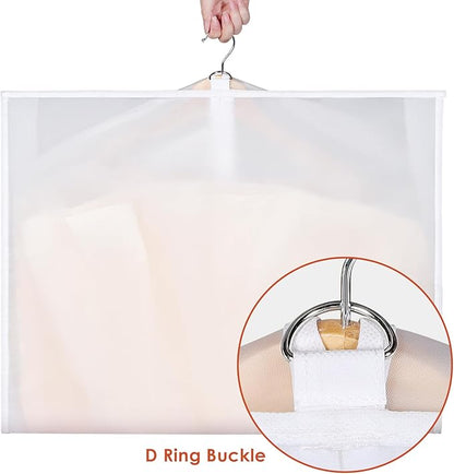 Univivi Garment Bags for Dance Costumes, 40" Foldable Dance Costume Garment Bag with 3 Zipper Pockets and 3" Gusset, Dance Dress Bags for Hanging Clothes (5 Pack, White)