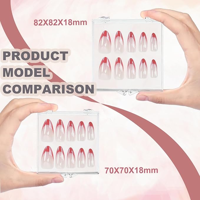 30Boxes 2.75 * 2.75 IN Press On Nail Packaging Storage Box and 90pcs Adhesive Tabs - Acrylic Organizer Case for Artificial Nail for Nail Business Supplies (Clear, S)