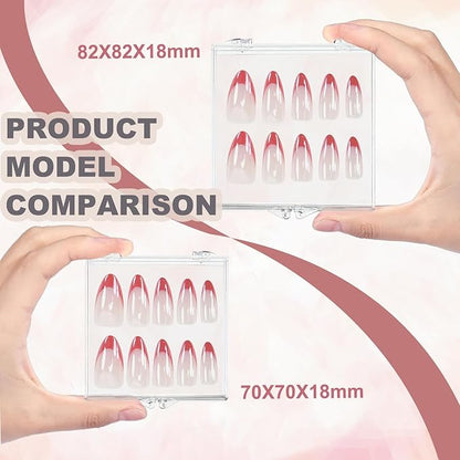 30Boxes 2.75 * 2.75 IN Press On Nail Packaging Storage Box and 90pcs Adhesive Tabs - Acrylic Organizer Case for Artificial Nail for Nail Business Supplies (Clear, S)