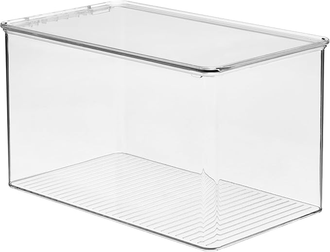 iDesign Stackable Clear Plastic Shoe Boxes with Lids, Storage Shoe Container for Closet, 4-Pack