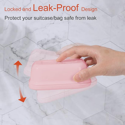 Quatish 2 Pack Travel Soap Container, Portable Soap Holder with Lid, Travel Bar Soap Holder, Soap Case for Camping Gym Travel, Soap Box for Bathroom,Pink