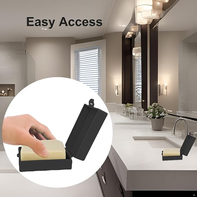 Soap Holder 2 Pack, Shower Bar Case Box Fit Dr Squatch, Waterproof Travel Container with Lid, Square Bathroom Soap Dish for Camping Gym Outdoor Traveling (Clear/Black)
