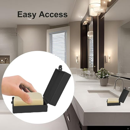Soap Holder 2 Pack, Shower Bar Case Box Fit Dr Squatch, Waterproof Travel Container with Lid, Square Bathroom Soap Dish for Camping Gym Outdoor Traveling (Black)