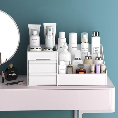 Mens Perfume Organizer, Mens Cologne Organizer,Countertop Organizer With Drawers for Cologne, Deodorant, Beard, Shaving Lotion, Perfume & Skincare - Perfect for Bathroom & Bedroom Storage (White)