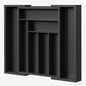 Pipishell Bamboo Expandable Drawer Organizer for Utensils Holder, Adjustable Cutlery Tray, Wood Drawer Dividers Organizer for Silverware, Flatware, Knives in Kitchen, Bedroom, Living Room (Black)
