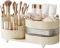 DASITON Makeup Organizer Countertop, 360° Rotating Makeup Brush Holder Organizer, Large Capacity Cosmetic Display Case with Drawers, Makeup Storage Organizer for Vanity, Desktop, Bathroom (Cream 02)