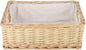 YAHUAN Rectangular Wicker Storage Basket Woven Rattan Basket with Handle, Baskets for Organizing, Bedroom,Living room,Pantry (Wicker with lining)