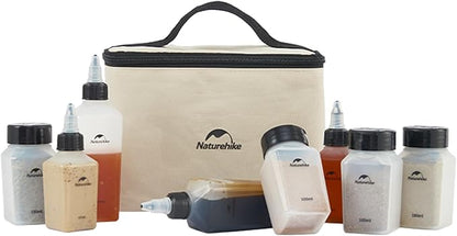 windhike Naturehike PP 6/8 Pcs-Set Travel Spice Containers, Camping Spice Kit with Separable Storage Bag, Portable Anti-leakage Design Spice Condiment Dispenser for Picnic BBQ Backpacking Hiking (8)