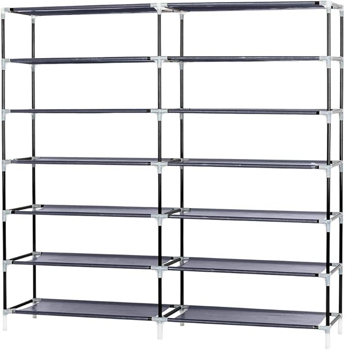 Knocbel 6 Tiers Shoe Rack Dustproof & Water-Resistant Non-Woven Fabric Closet Storage Cabinet Organizer, 44" x 11 1/8" x 43 1/4" (Gray)