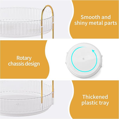 Oifecsie 360° Rotating Makeup Organizer, Large Capacity SkinCare Organizer, 2 Tier Cosmetic Skin Care Perfume Dresser Organizer, Fits Cosmetics, Perfume, Skin Care, Lipstick