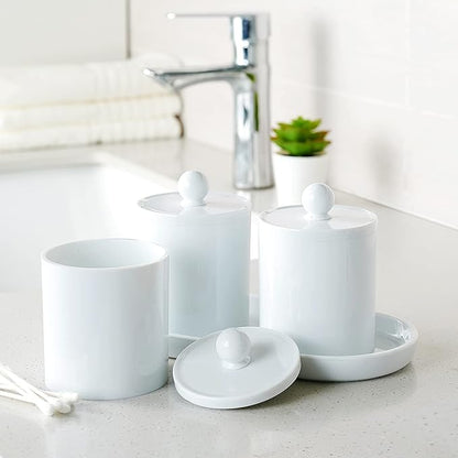 SheeChung Acrylic Vanity Tray Bathroom Storage Tray, 9.65 in x 4.5 in Catchall Holder, Countertop Sink Dispenser Organizer for Cabinet, Vanity, Shelf, Cupboard, or Closet Organization (2 Pack, White)