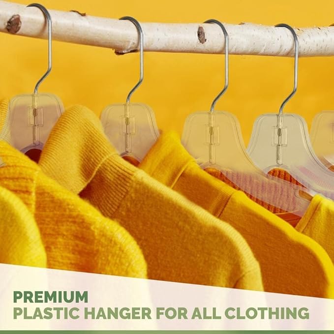 DEILSY™ Clear Plastic Hangers 25 Pack - Durable Clothes Hanger for Wardrobe Organization, Essential Plastic Hanger for Garments, Versatile Coat Hangers for Home and Retail Use