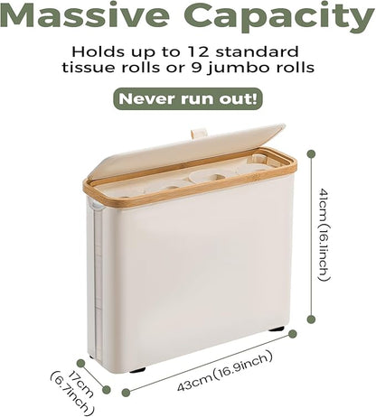 Elegant Toilet Paper Storage with Lid, Narrow Toilet Paper Holder Beside Toilet, Classy Bathroom Tissue Storage, Slim Toilet Paper Storage, Waterproof Oxford Fabric for Mega Rolls 30L (Gray)